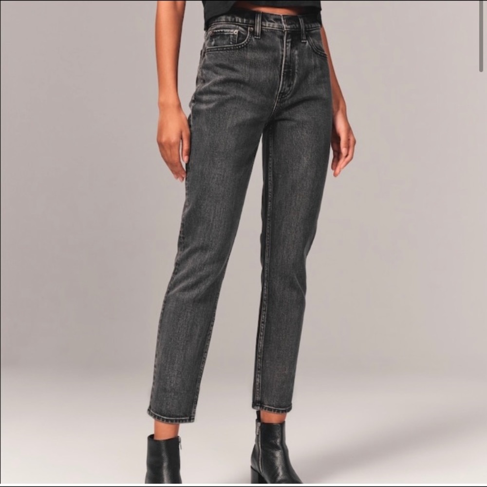 Abercrombie high rise mom jeans grey 27